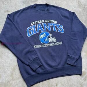 Nfl New York Giants Football Navy Color Crewneck Sweatshirt Teresafarnell5